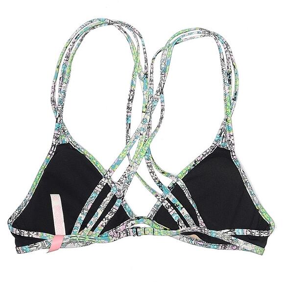 Victoria's Secret Embroidered With Sequins Strappy Black Bikini Top Size Small - Picture 2 of 4